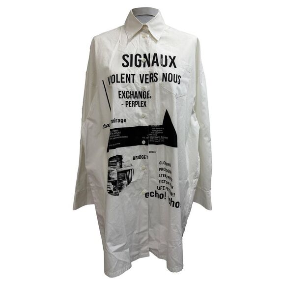 Prada Dresses & Skirts - Prada Slogan-Print Mini Shirt Dress in White Cotton